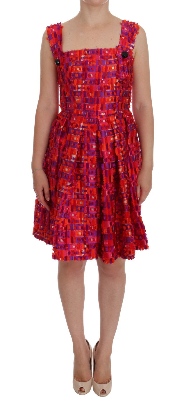 Dolce & Gabbana pink patterned A-line dress above the knee
